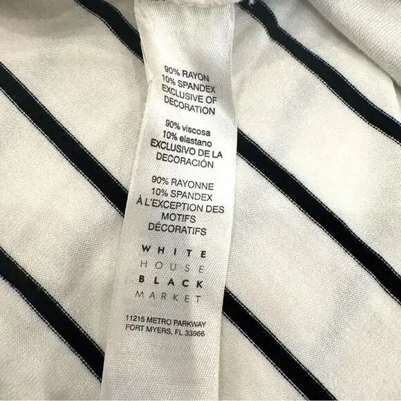 White House Black Market XL Striped Bell Sleeve Blouse with Ribbon Tie - Picture 5 of 11